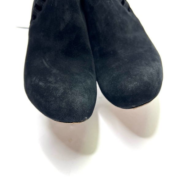 Via Spiga Suede Stiletto Heel Ankle Booties Cutout Side Detail Black Size 9 - Picture 6 of 11